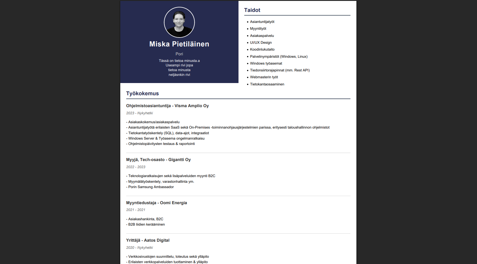 CV-esimerkki teema 2